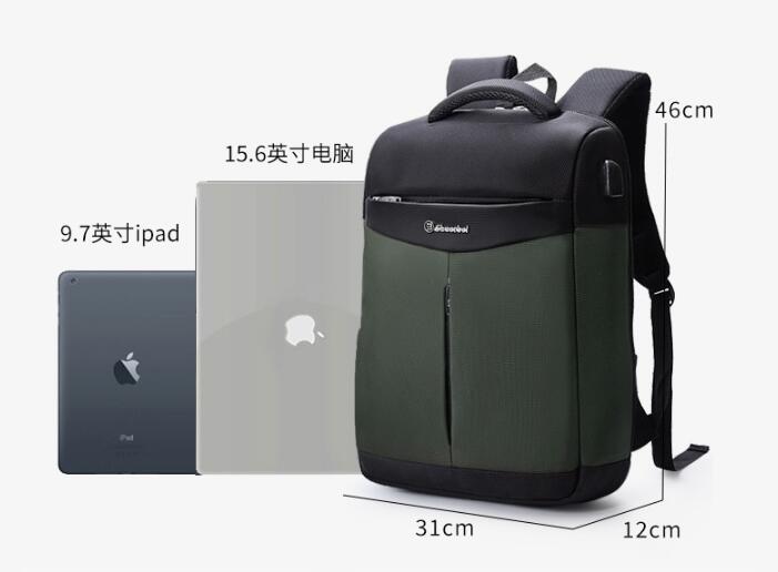 Sac d'ordinateur d'étudiant de sac à dos de 15.6 pouces de grande capacité Rechargeable de voyage d'affaires des hommes imperméables
