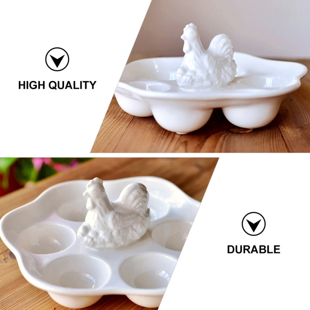 Ceramic Chicken Egg Tray Smooth Surface Egg Holder Multi-purpose Egg Holder