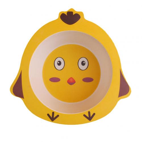 Baby Bowl Cartoon Animal Tableware Feeding Plate Bamboo Fiber Kids Dish Cutlery: Chick
