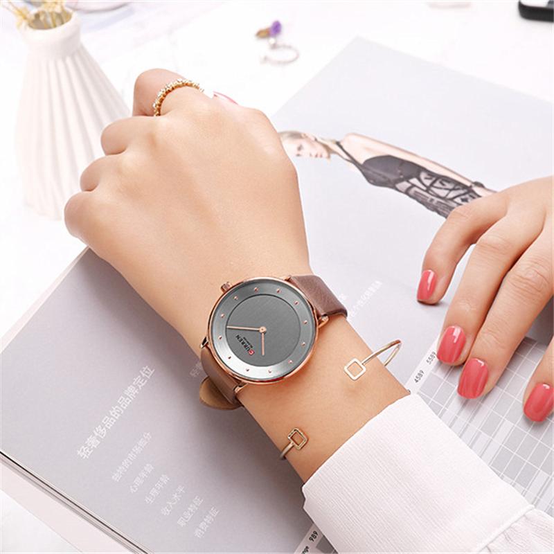 Mooie Vrouwen Quartz Horloges Slanke Mode Lederen Dames Polshorloge Reloj Mujer Curren Vrouwelijke Klok Voor Vrouwen