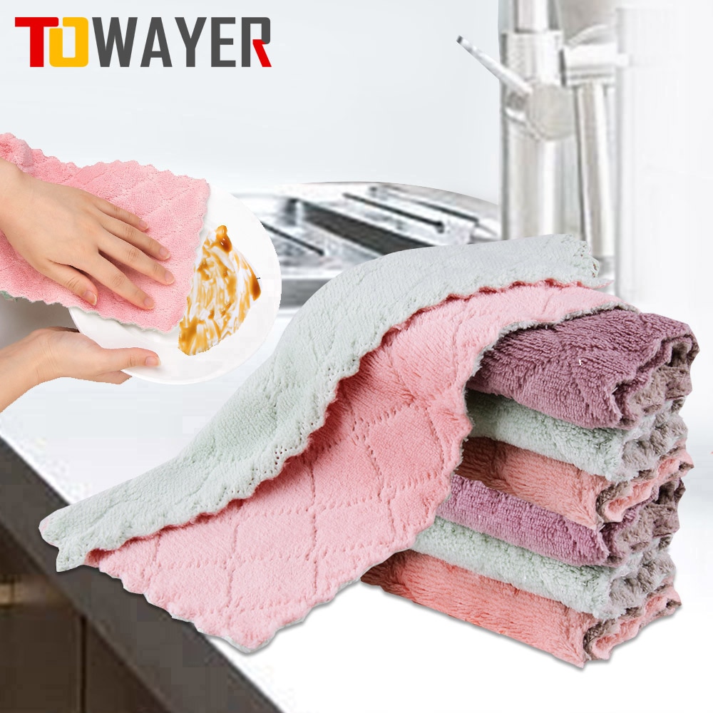 4pcs/lot 8pcs/lot Home Super Absorbent Microfiber Towels Kitchen Thicker Wipe Dish Cloth for Cleaning Table kitchen Towel