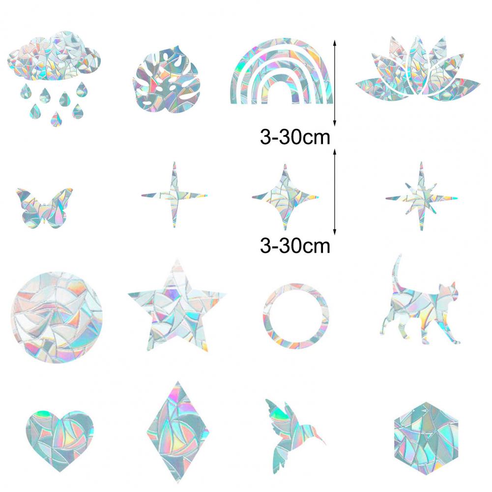 1 Set Window Decals Anti-collision Removable PVC Non Adhesive Prismatic Window Clings Tear Resistant and Removable for Home