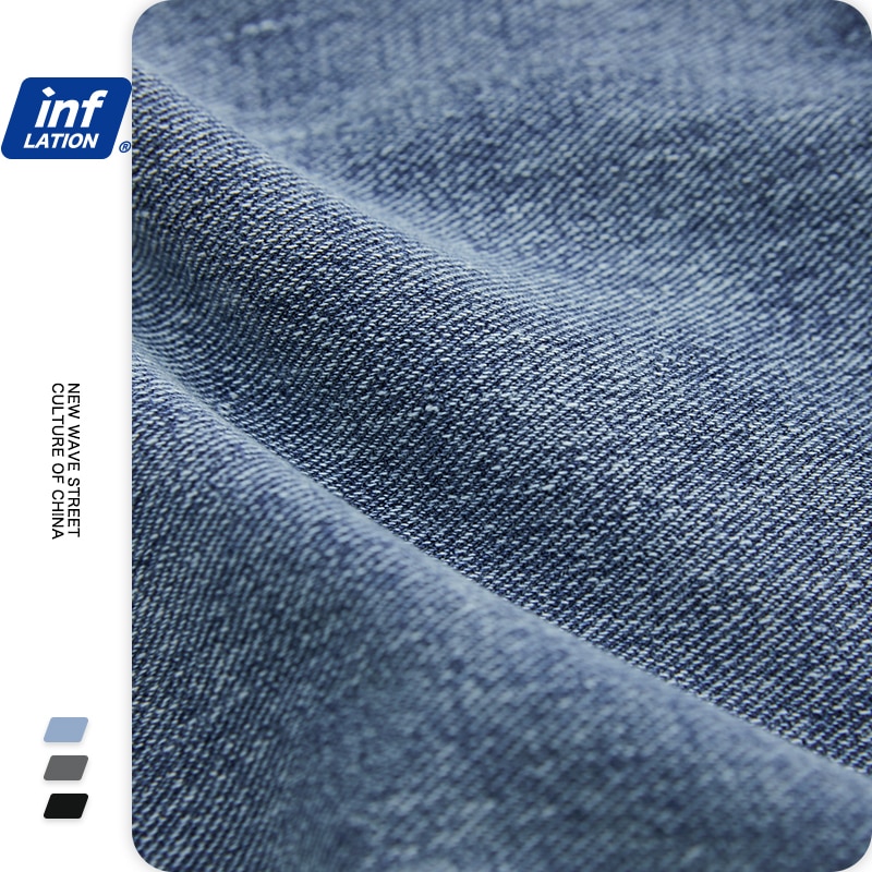 Inflation sorte jeans herre stil elastisk talje stretch lige denim bukser mænd hip hop bukser 3229w