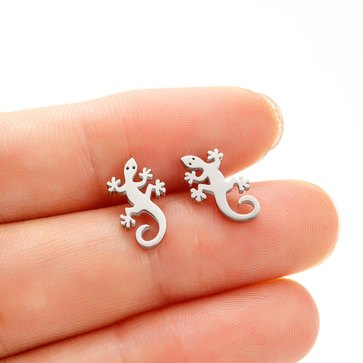Boucles d'oreilles lézard en acier inoxydable, 1 paire, à la , Gecko, Cocktail, bijoux de mariage pour femmes
