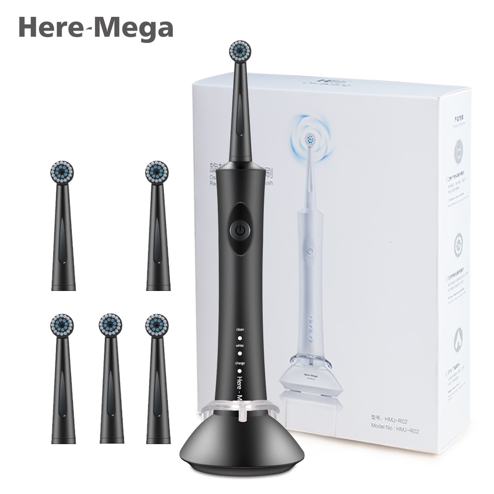 HERE-MEGA Rotating Electric Toothbrush Super Waterproof Cleaning Rechargeable Teeth Power Ultrasonic Sonic Tooth Brush Adult R02