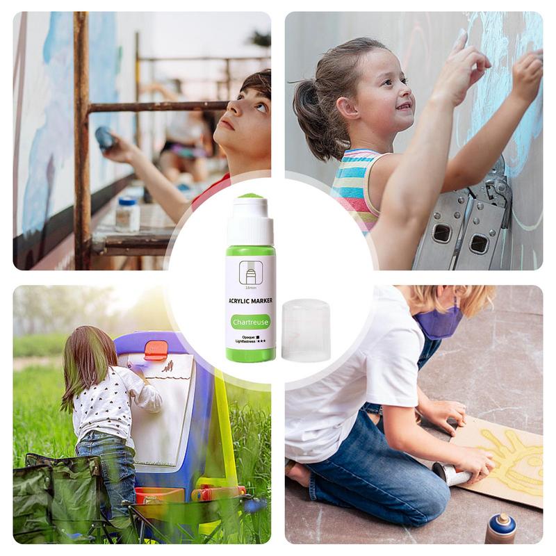 Rotuladores de pintura para grafiti, rotulador acrílico con punta de 18mm de secado rápido, permanente, fregona de 60ml, marcador para grafiti, resistente al agua y a la decoloración