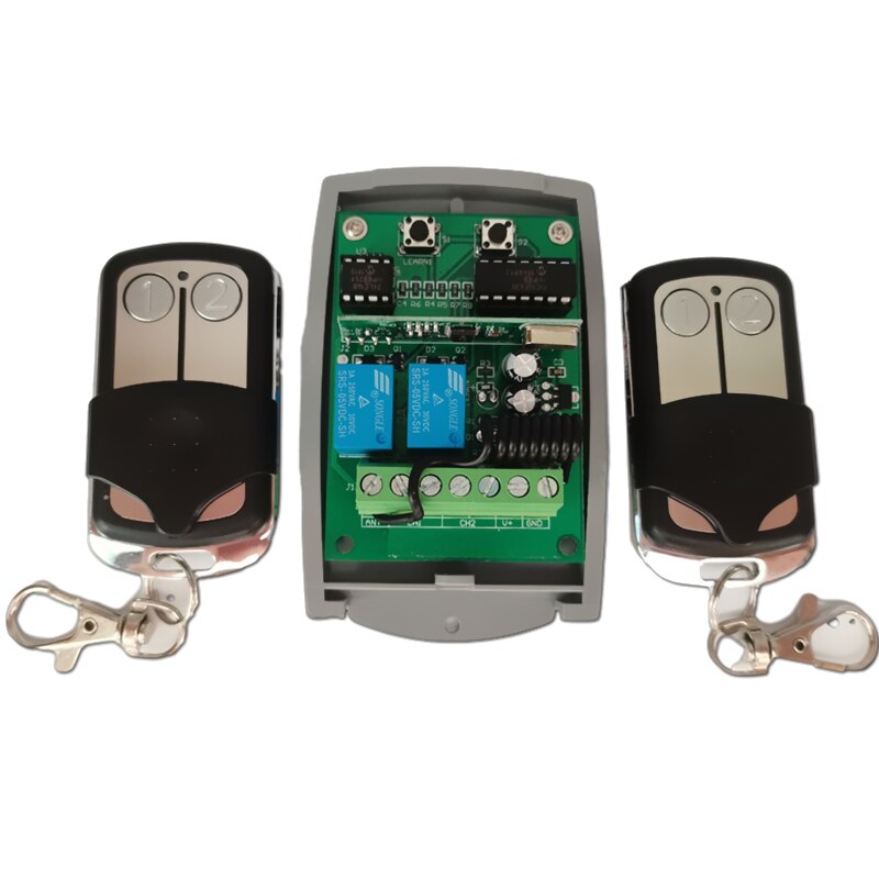 433Mhz Universal Radio Receiver Relay Remote Control Switch DC 12V-24V 2CH Relay Receiver Module+RF Remote Controller Transmitte