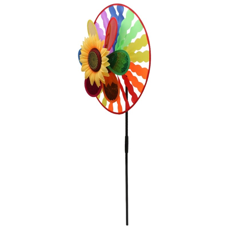 11 styles Optional Sunflower Windmill Rainbow Wind Spinner Pinwheel Home Garden Yard Decoration Children Kids Toy Outdoor: F