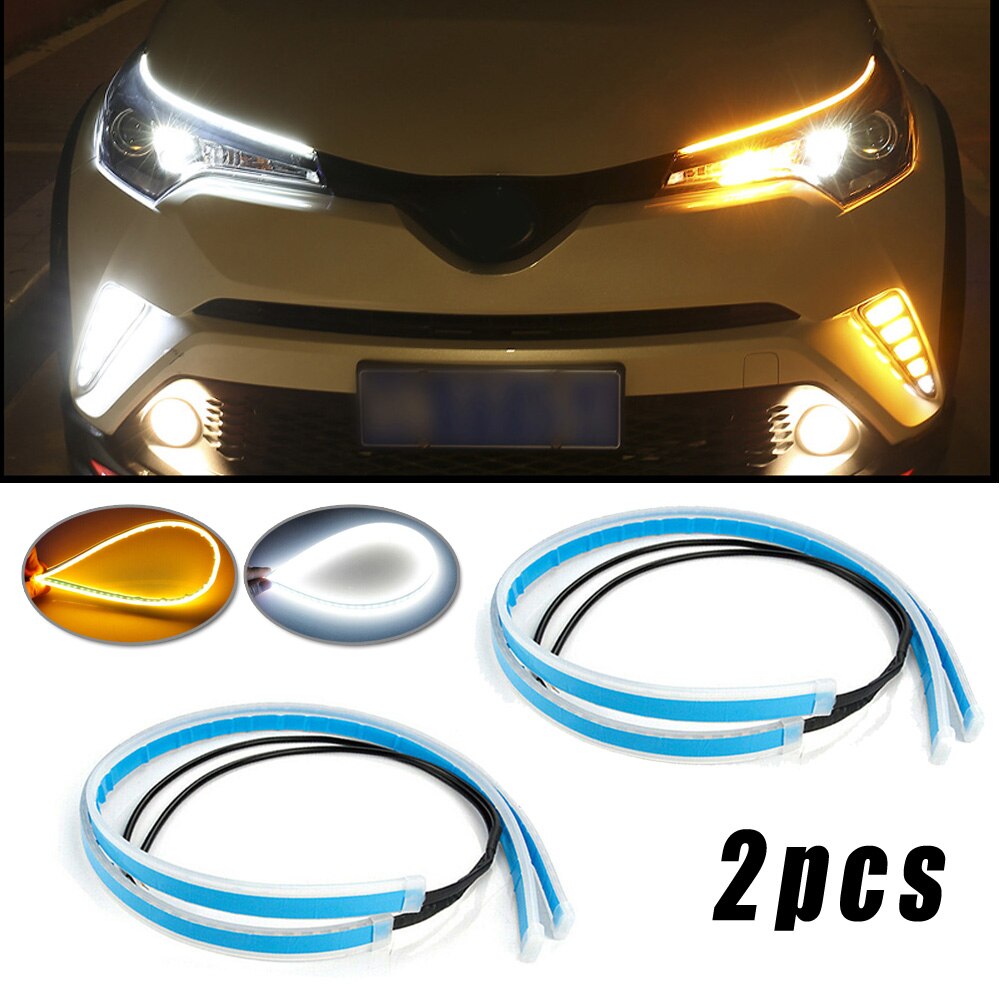 Dc 12v led koplamp strip smd 3014 lampen vervangende auto 2 stuks flexibel