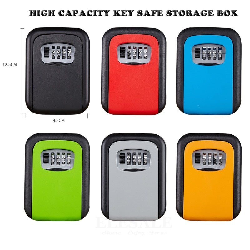 Metal Key Safe Storage Box with 4-Digit Password Lock Home Garage Apartment Spare Keys Hidden Secret Organizer Box