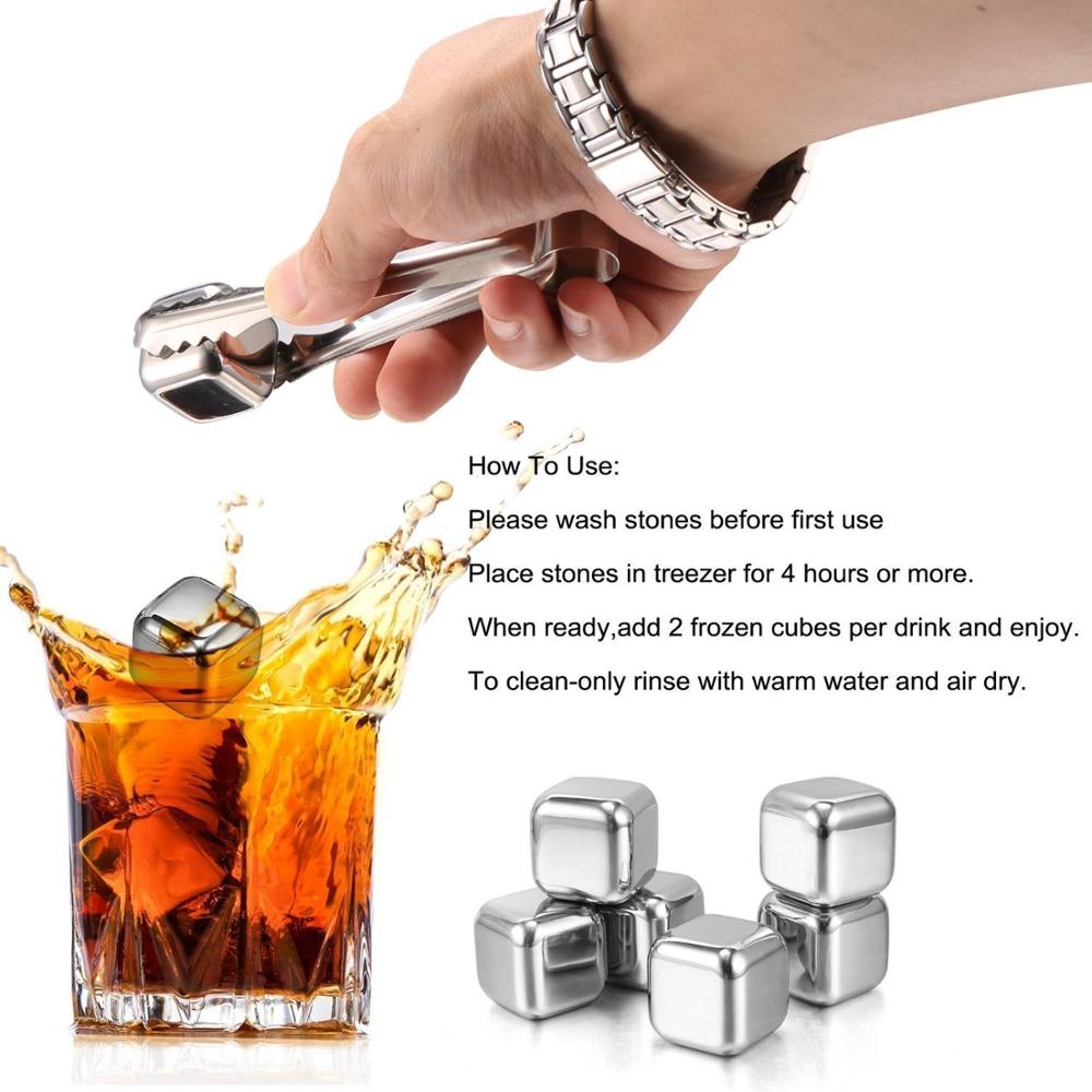 Stainless Steel Whiskey Stones Reusable Drink Coolers MetalIce Cube Stone Chilling Rocks Cooling Wine Beer Beverage Set