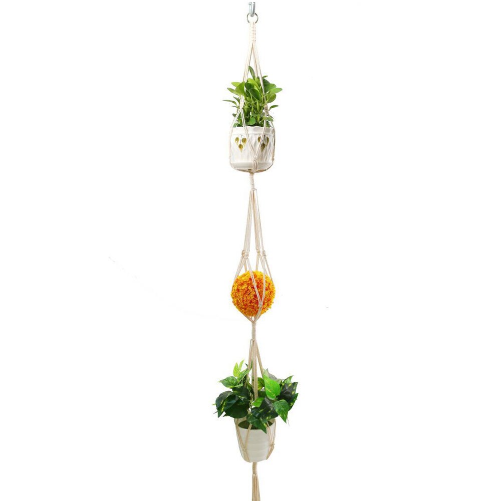 Braided Macrame Plant Hanger - Hemp Rope Flowerpot Holder, Hanging Basket
