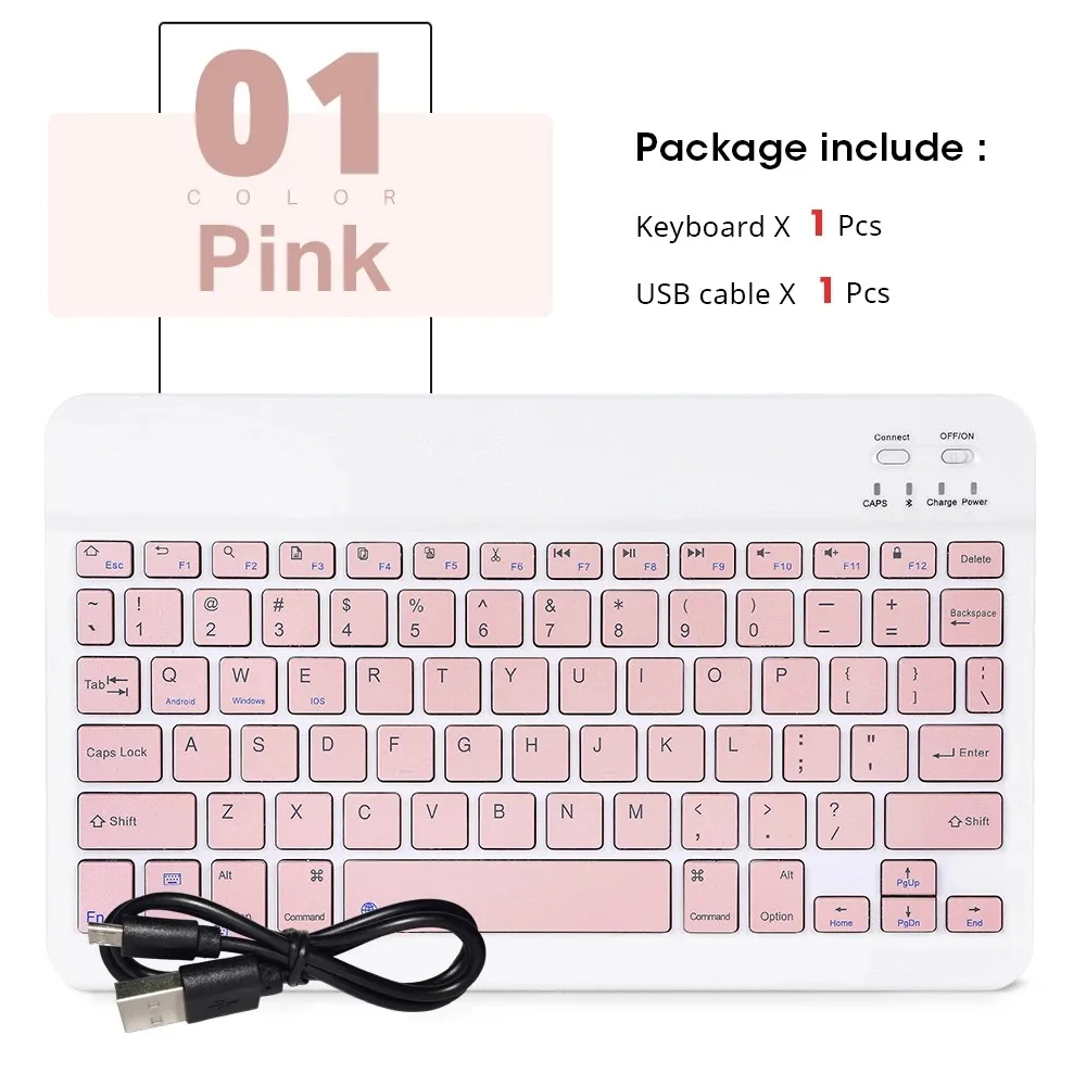 Mini souris Bluetooth sans fil 10 pouces BT clavier espagnol pour iPad 8 10e 9e génération téléphone tablette Portable pour Huawei Android: Vert