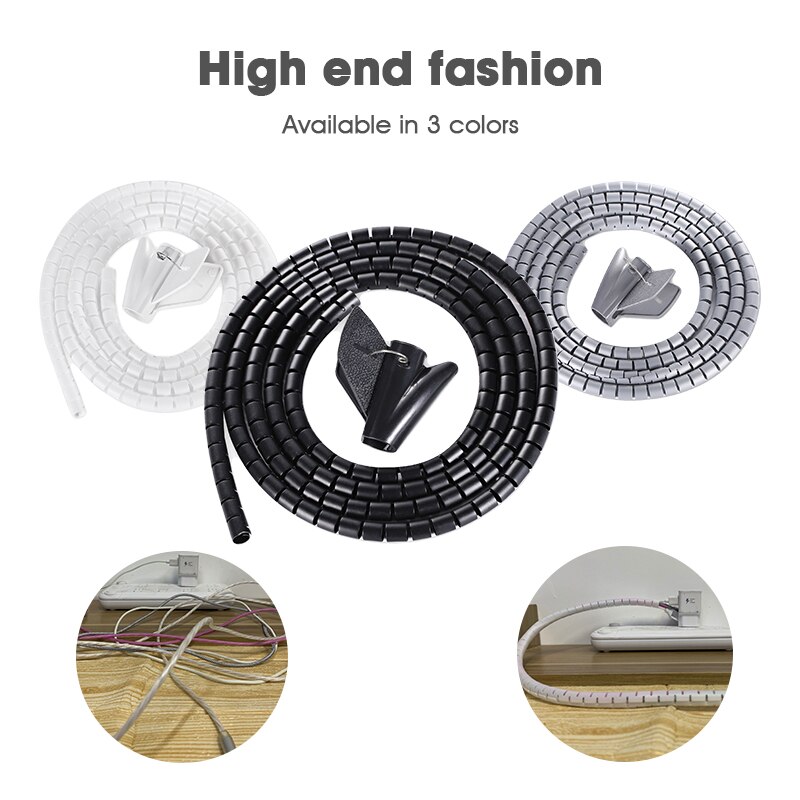 16/10/8 mm Flexible Spiral Cable Wire Protector Cable Organizer Computer Cord Protective Tube Clip Organizer Management Tools