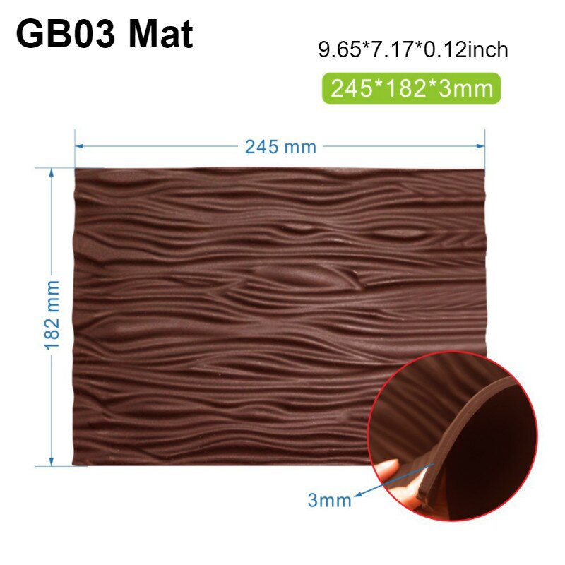 Silicone Swiss Cake Mould Yule Log Mold Large Buche Form Silicon Fondant Mat Impression Lace Moulds: GB03MAT