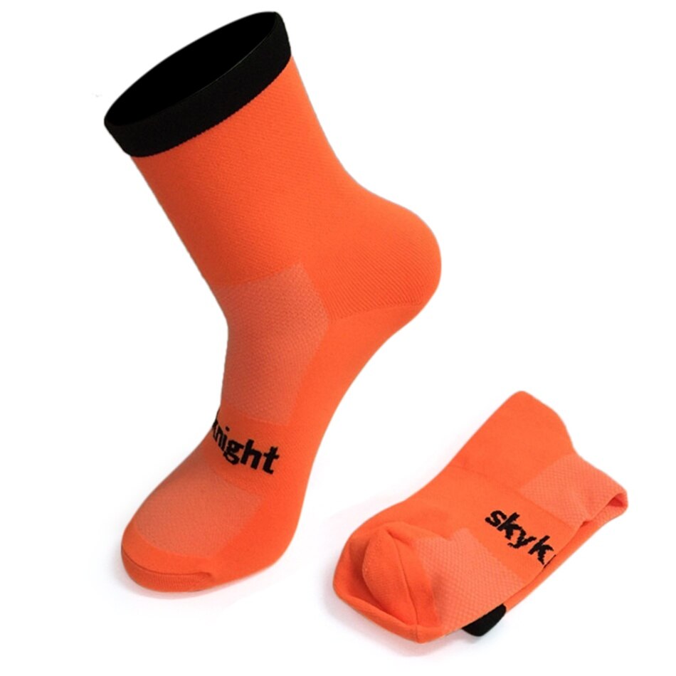 Skyknight Size 7-12 Ademend Fietsen Sokken Vochtafvoerende Mannen Vrouwen Racing Running Fiets Sokken Gym Training Sport sokken: Oranje