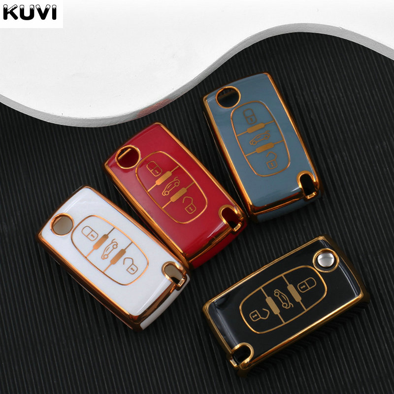 TPU Car Key Fob Case Cover Protector For Peugeot 107 206 207 307 308 406 For Citroen Xsara Picasso C2 C3 C4 C5 C6 C8 Bag