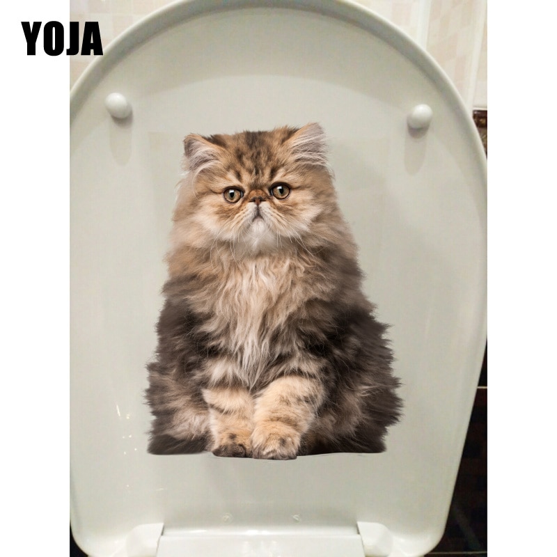 Yoja 15.6*19.7cm sittande tecknad stor fet katt toiltte dekoration konst väggdekaler toalett klistermärke  t1-0200