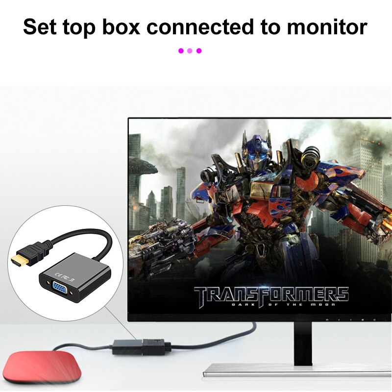 1080P HDMI To VGA Adapter Digital To Analog Converter Cable For Xbox PS4 PC Laptop TV Box To Projector Displayer HDTV