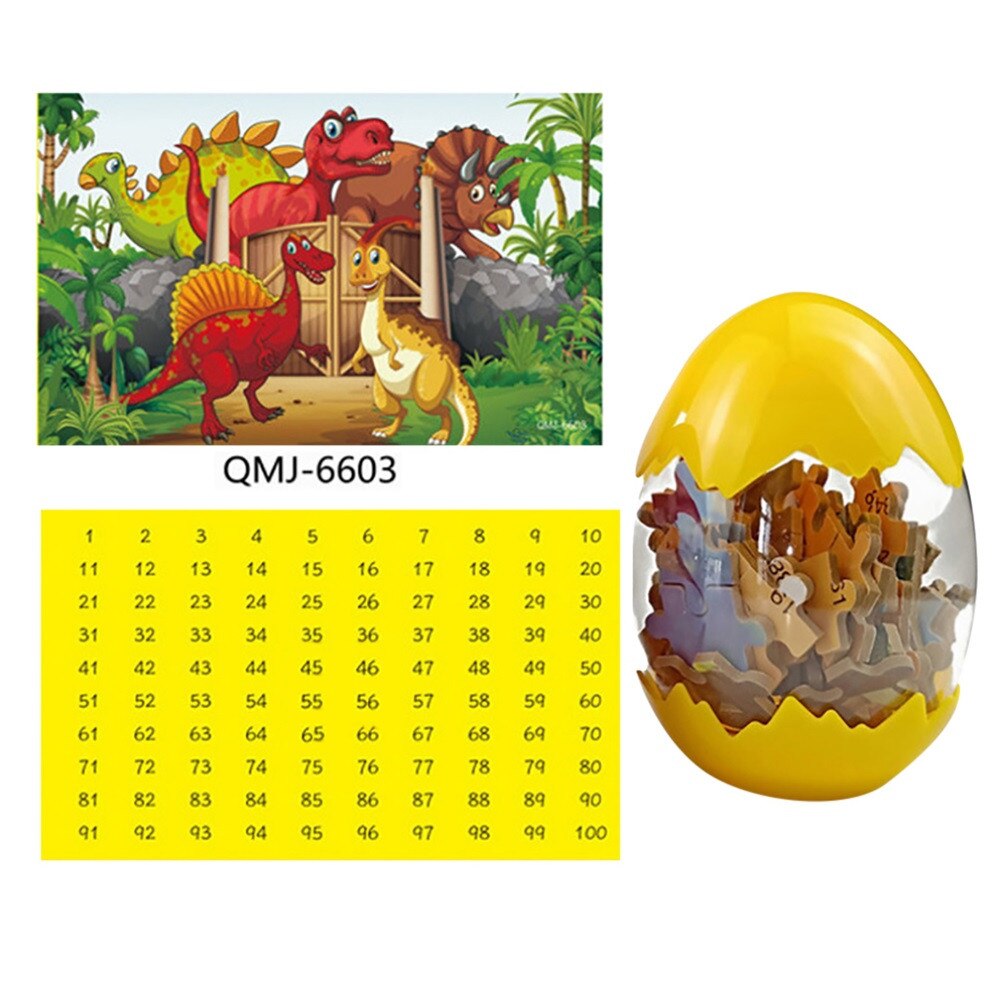 Dinosaur Puzzle Wooden Puzzles 60 Pieces Puzzles Egg Shape Jigsaw Puzzle For Kids 3 Years+dino Toys Boy Rompecabezas: C