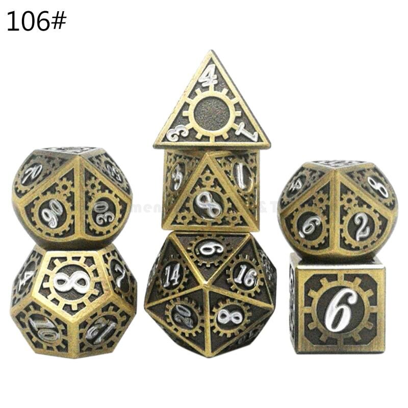 Jeu de dés en métal jeu de dés polyèdre en métal jeux de rôle RPG mdn jeu de société D4 D6 D8 D10 D12 D20 pour D & D: Type 106