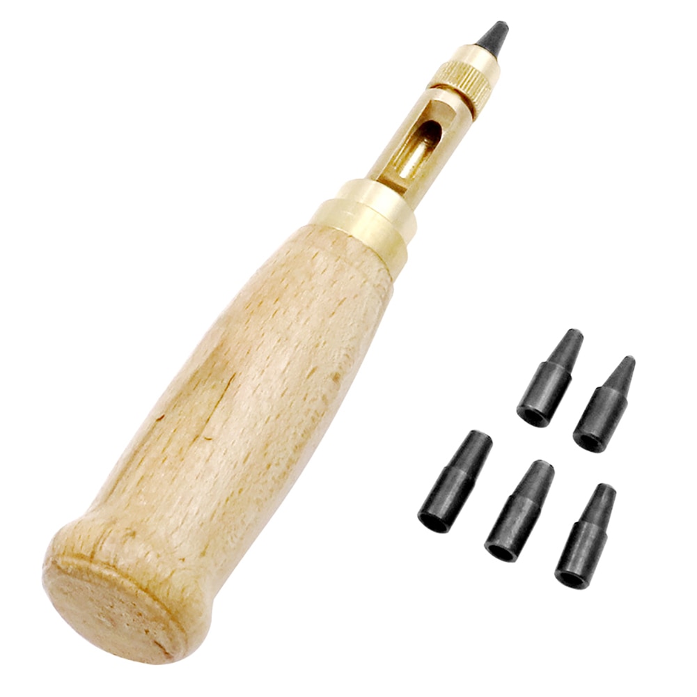 6 unids/set de perforadora de cinturón automática reemplazable Multi-cabeza de la correa de tornillo perforador de cuero DIY herramienta para papel de taladro Kit para manualidades Punch