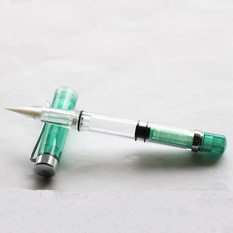 Pluma de pincel transparente estilo fuente para niños, pluma de acuarela de tinta rellenable para pintar, dibujo y caligrafía, artículos de dibujo artístico: Dark green