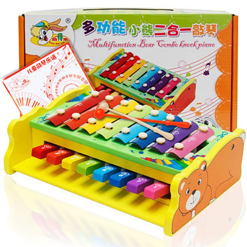 Children Music Multi-function Hand Percussion Piano Baby Can Play 8 Tones Early Education Educational Wooden Toys