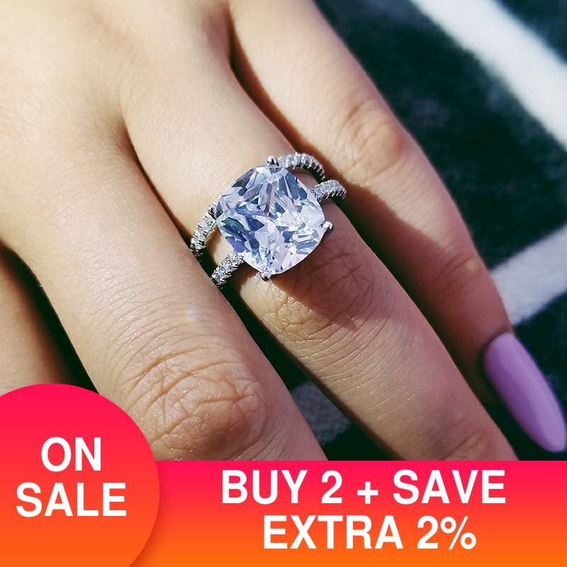 925 Sterling silver wedding Rings set 3 in 1 band ring for Women engagement bridal jewelry finger Black Friday R4628