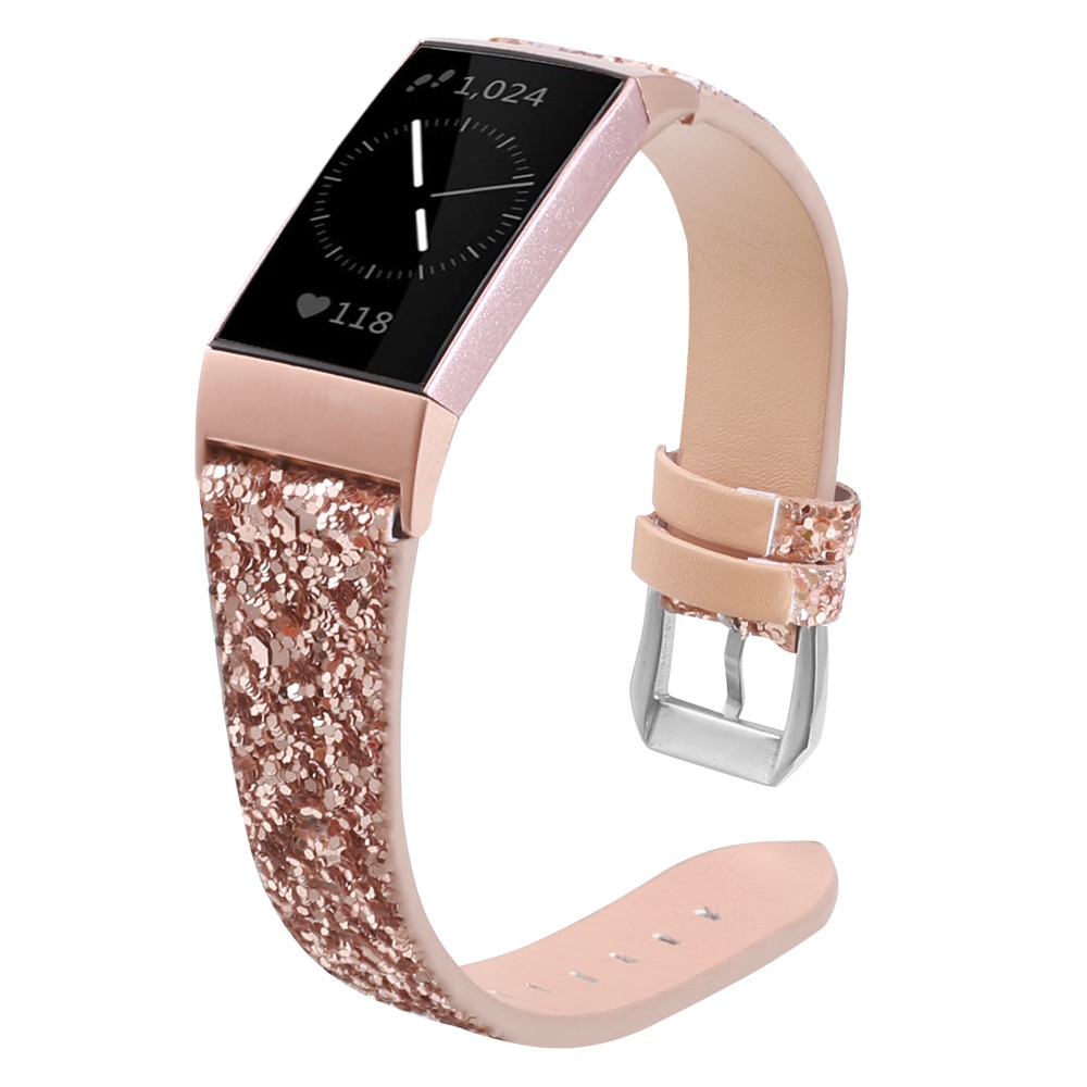 Leather Strap For Fitbit Charge 4 3 Smart Bracelet Band With Sequins Shining Straps For Fitbit Charge 3 4 Wristband