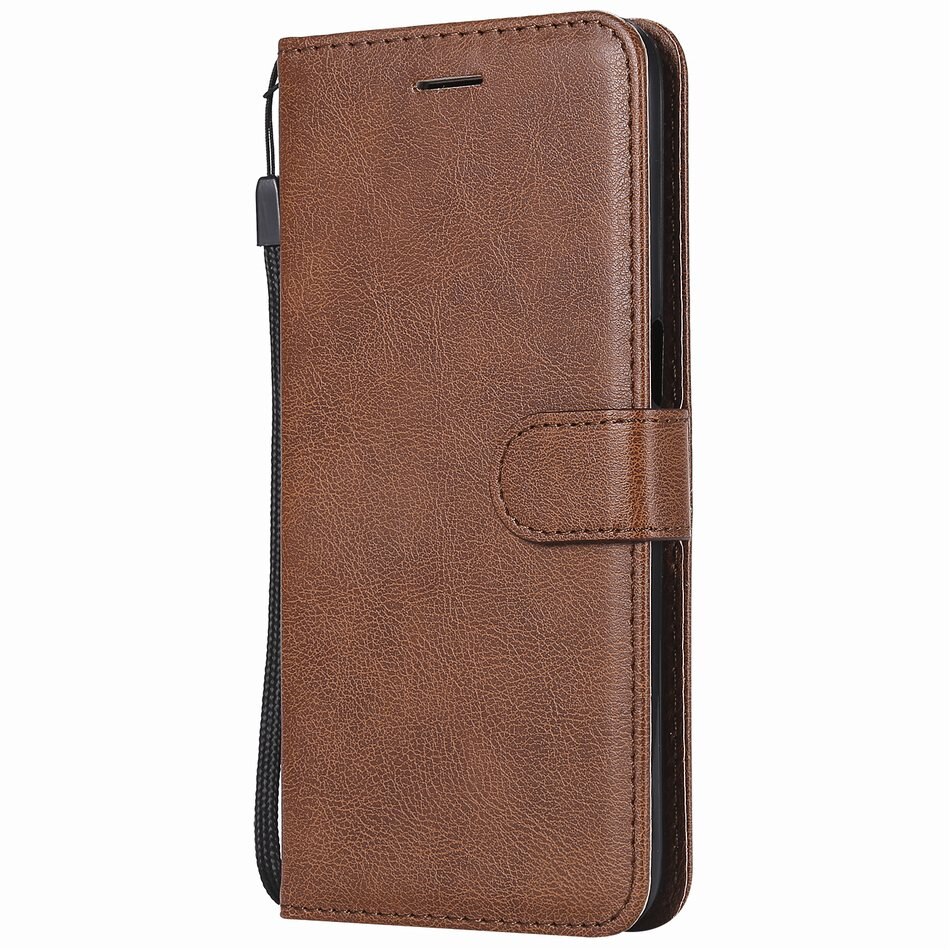 Funda de teléfono de lujo de Color sólido con tapa para Samsung Galaxy A51 A71 S5 marco para monedero de negocios a la con tarjetero y tapa DP06E: For A51 / Brown