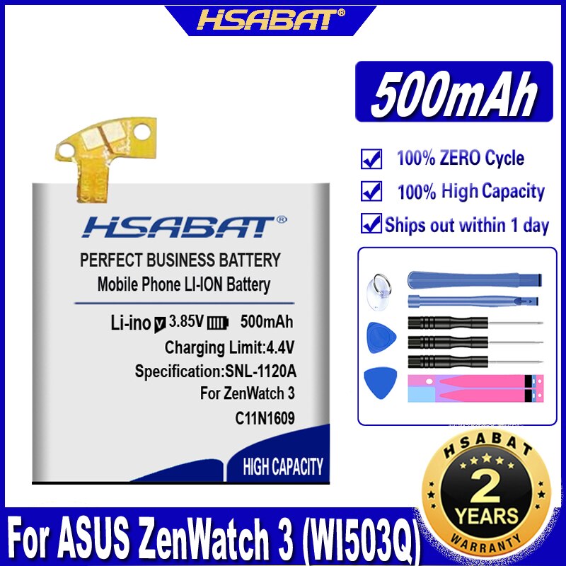 HSABAT C11N1609 500mAh Batterie für ASUS ZenWatch 3 (WI503Q) Smartwatch Batterien