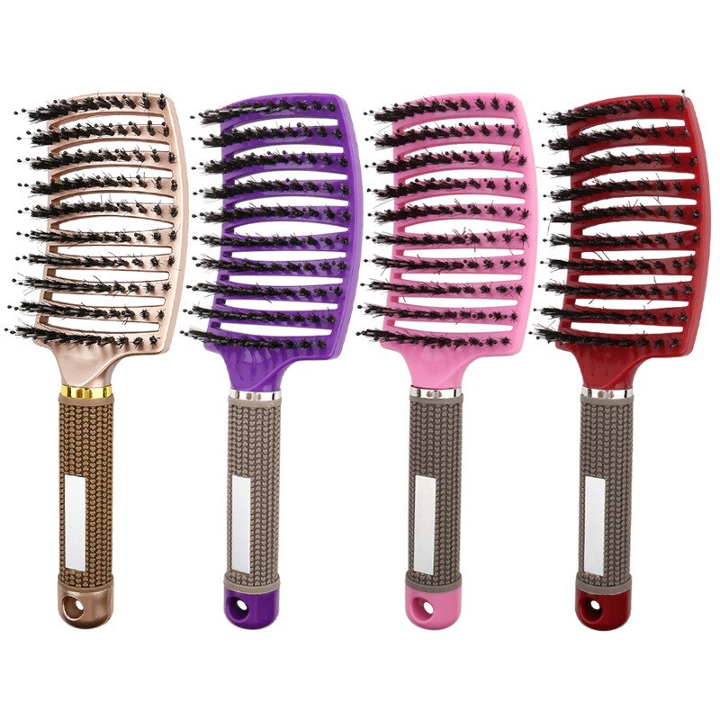 Haar Borstel Meisjes Haar Hoofdhuid Massage Kam Varkenshaar Nylon Vrouwen Nat Krullend Ontwarren Haar Borstel Voor Salon Kappers Styling Tools