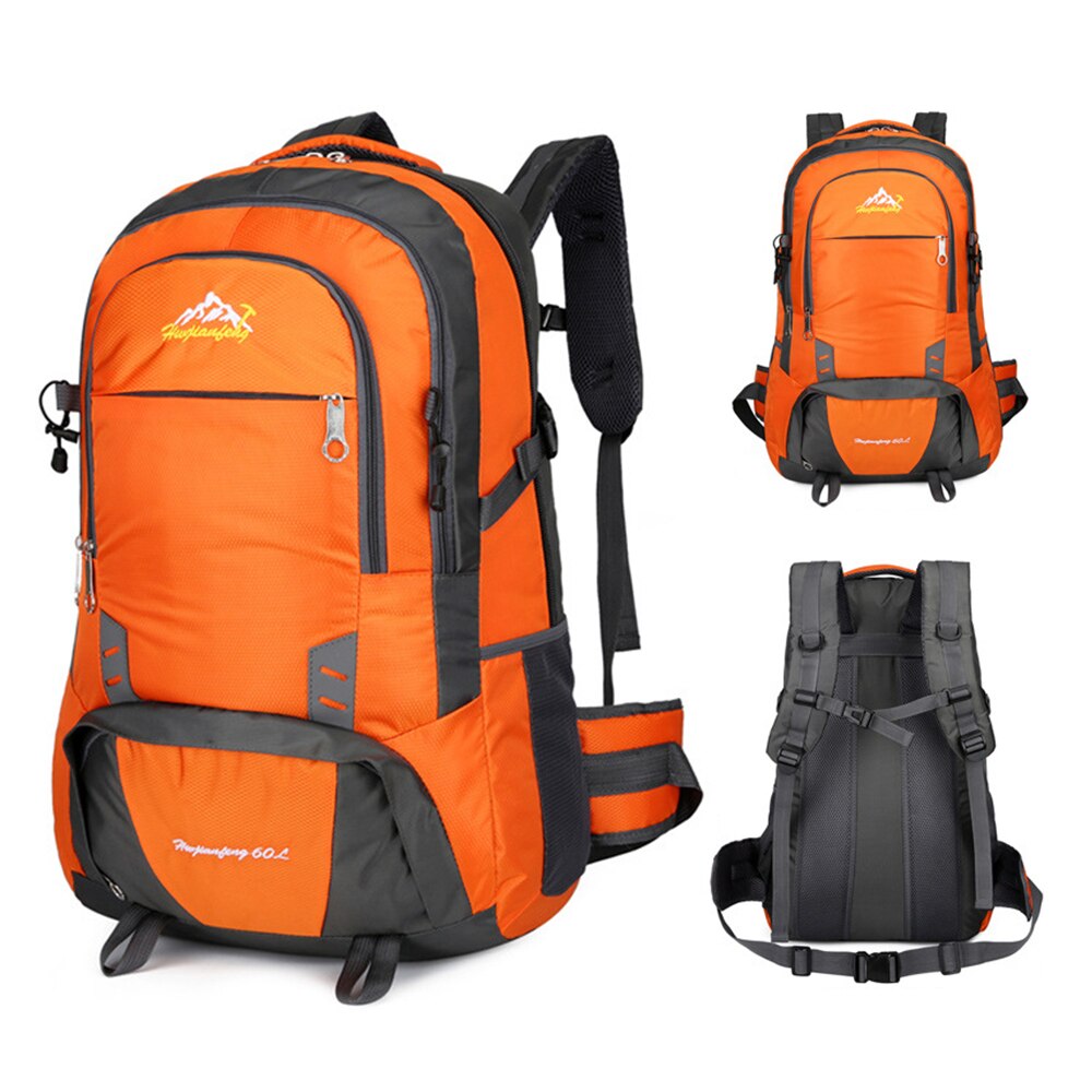 60L Outdoor Camping Backpack Waterproof Nylon Trekking Backpack Large Capacity Hiking Cycling Climbing Sports Travel Backpack: Orange