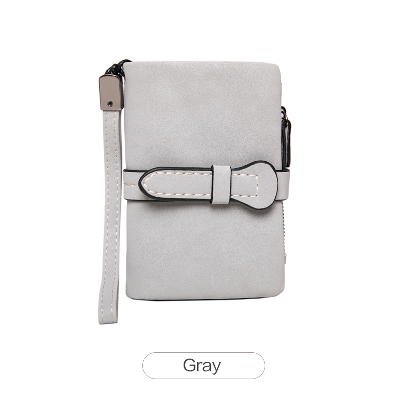 MIYIN Women's Short Wallet Minimalist Double Fold Multi Functional Zero Wallet with Cardholder Identity Window Coin Wallet: GRAY