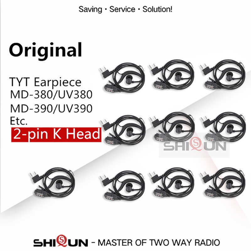 TH-UV8000D Earpiece TH-UV98 TH-UV88 Headset Original UV8000E MD-380 MD-UV380 MD-390 MD-UV390 MD-680 TH-F8 Mic Earphone 2Pin Plug: black