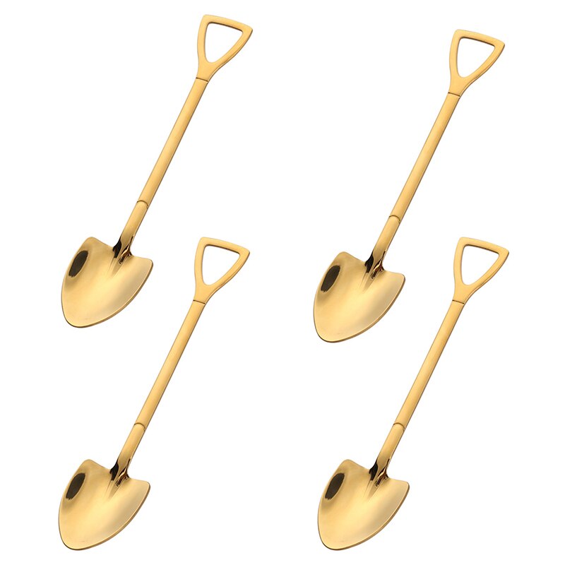 4 st 304 rostfria kaffeskedar retro spade glasssked te-sked servis köksset verktygsmängd: 4 st guld b