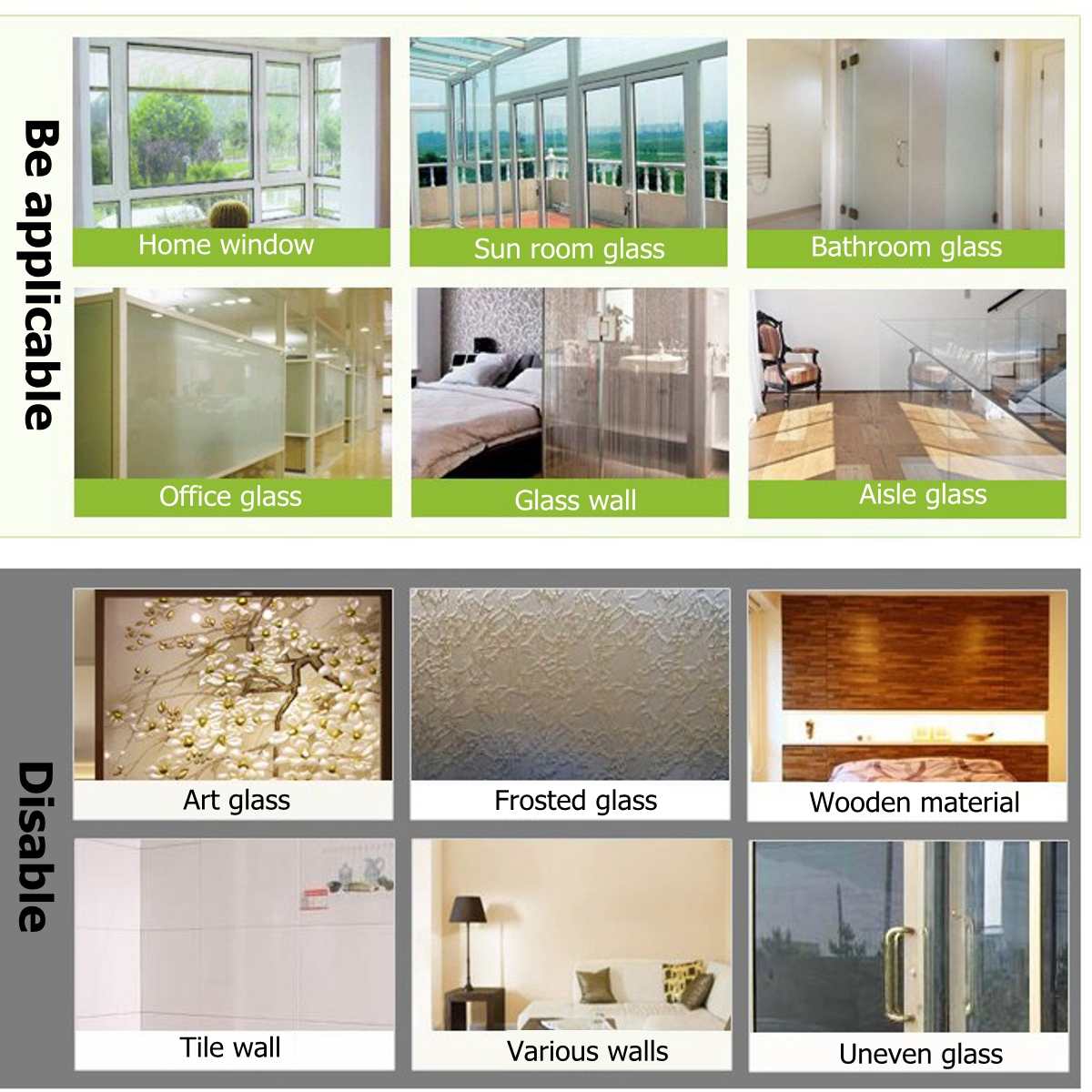 18x39inch Self-adhesive Rainbow Glass Films Sticker Static Decorative Privacy Anti UV No Glue for door and window