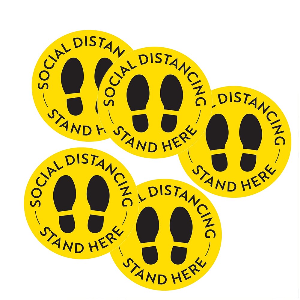 Isolation Distance Signs Ground Stickers 5x Safety Social Distancing Floor Decal Safety Mark Ground Sticker for Market: Yellow