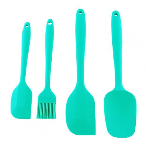 Utensils Kit Silicone Scraper Set Smooth Edge Non-Stick Safe Versatile Safety Kids Cooking Scraper Spatulas: Green