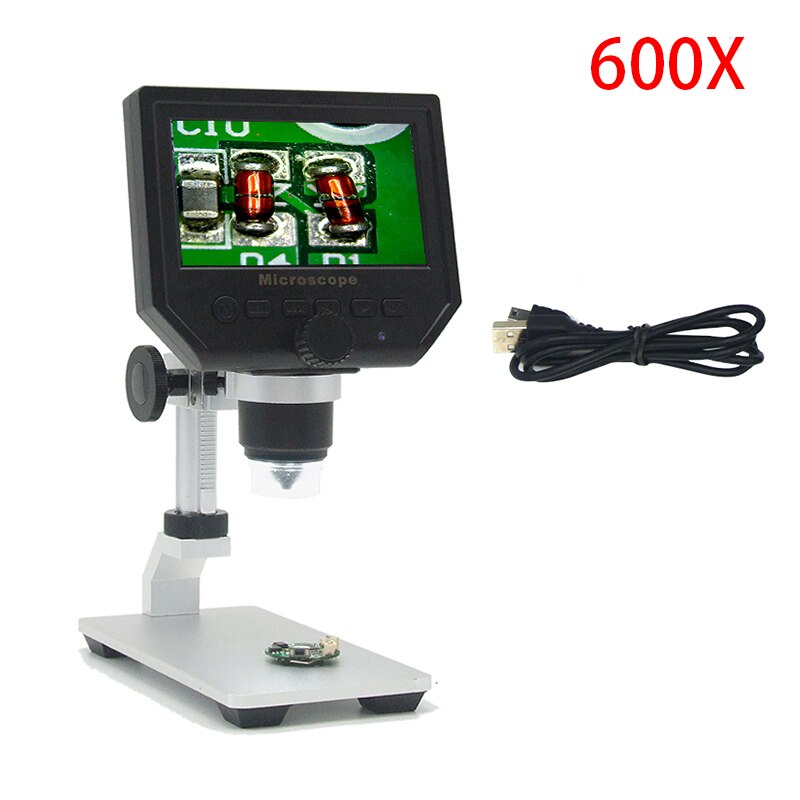 Adjustable 600X Electronic USB Microscope Digital Soldering Video Microscope Camera 4.3 inch LCD Endoscope Magnifying Camera: G600 Metal bracket