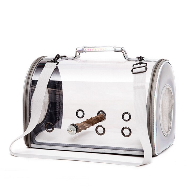 Bird Carrier with Stand Perch Portable Bird Travel Cage Breathable Parrot Transport Travel Bag Go Out Backpack for Small Animals