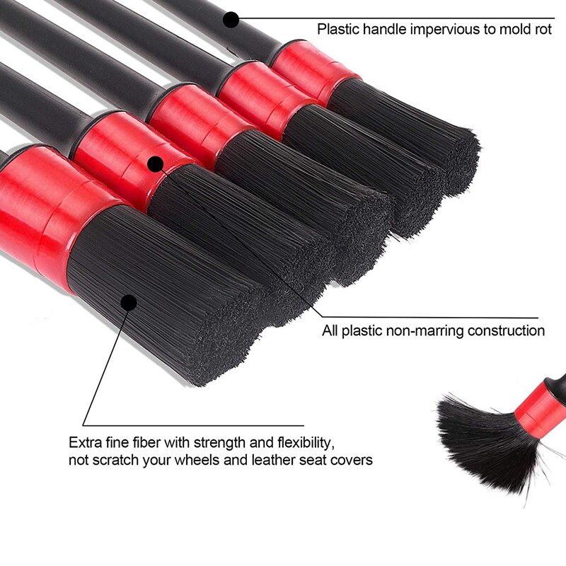 Car Detailing Brushes Set with Car Wash Mitt - Automotive Detail Cleaning Brushes Auto Car Detail Cleaning Brushes