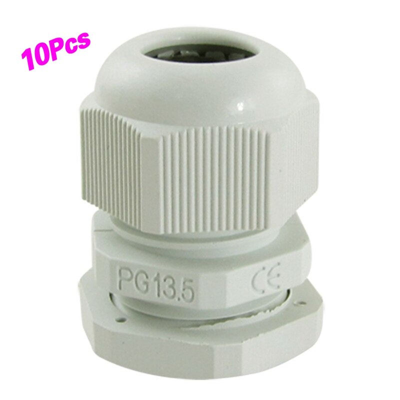 10 Pcs PG13.5 White Plastic Waterproof Connectors Cable Glands
