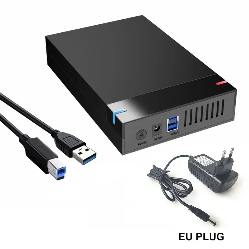 3.5 -tums hårddiskhölje usb 3.0 to sata iii extern hårddiskläsare 10tb- hårddiskar höghastighetsadapter för bärbar dator: Svart