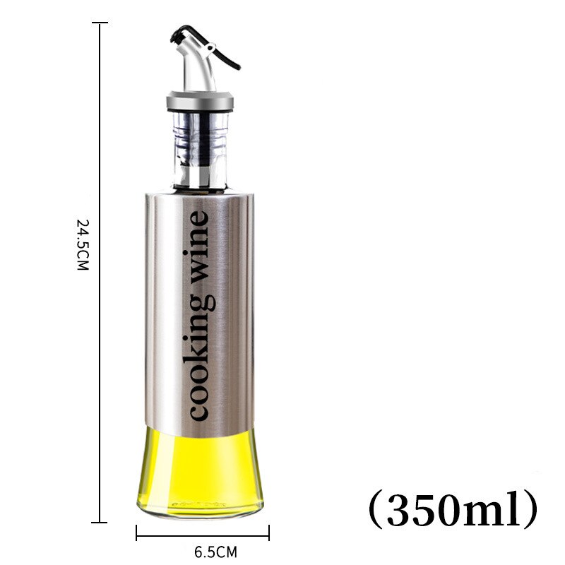 Kitchen Supplies Leakproof Stainless Steel Glass Oiler Spice Jar Soy Sauce Vinegar Cooking Wine Organizer Rack Liquid Container: cooking wine