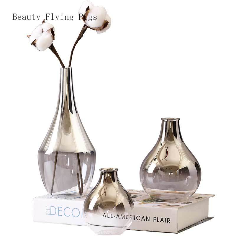 Moderne einfache silber glas kleine Vase blume Arrangeur licht luxus hause wohnzimmer esstisch wein schrank Veranda dekoration