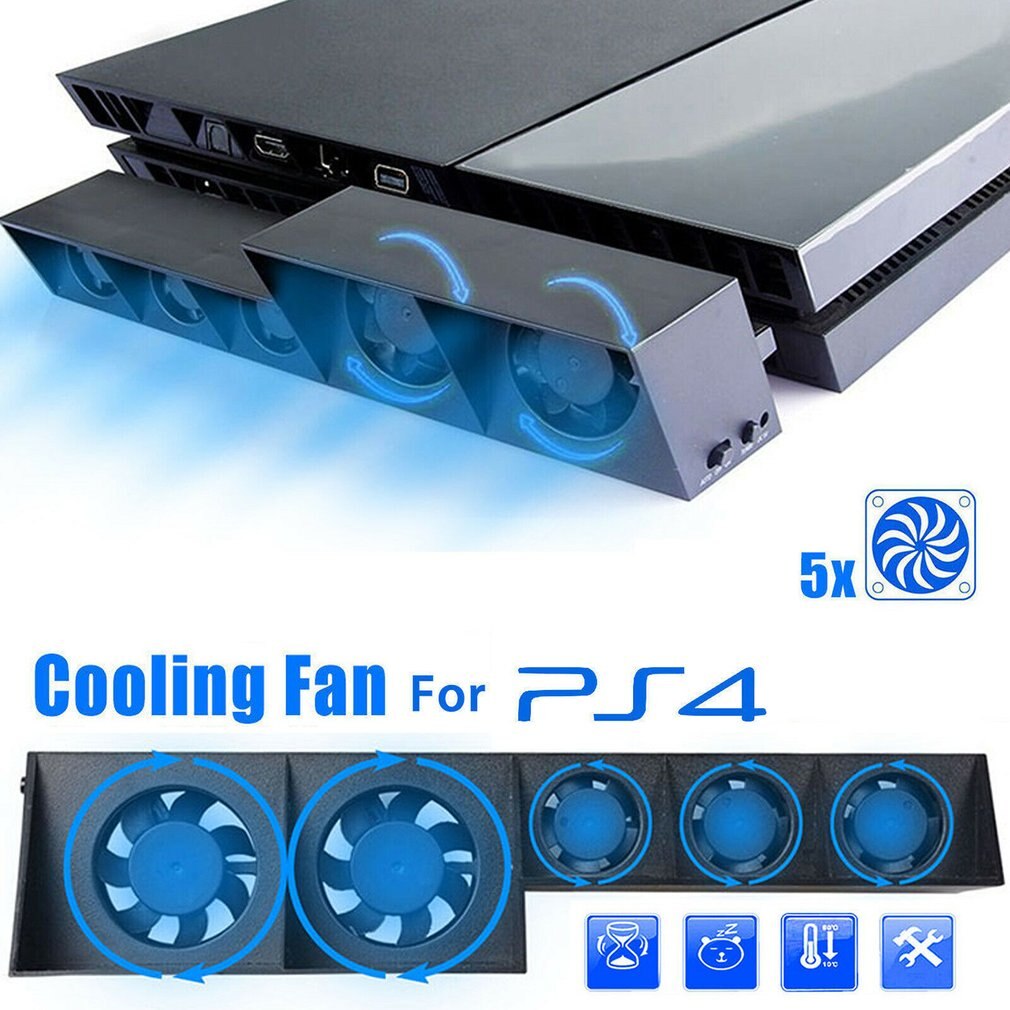 TP4-005 Control de temperatura Turbo inteligente, enfriador USB, 5 ventiladores para Playstation 4 para ventilador de radiación PS4