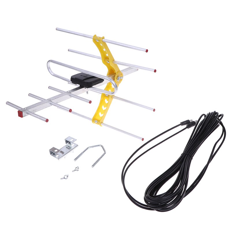 1Pc Outdoor 100 Mijl Amplified 8 Yagi Antenne Hd Tv 10dB Lange Range Uhf/Vhf/Fm Hdtv