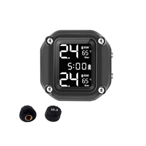 Wireless Motorcycle TPMS Tire Pressure Monitoring System Motor Tyre LCD Display External Tire Pressure Sensors Alarm System: Default Title